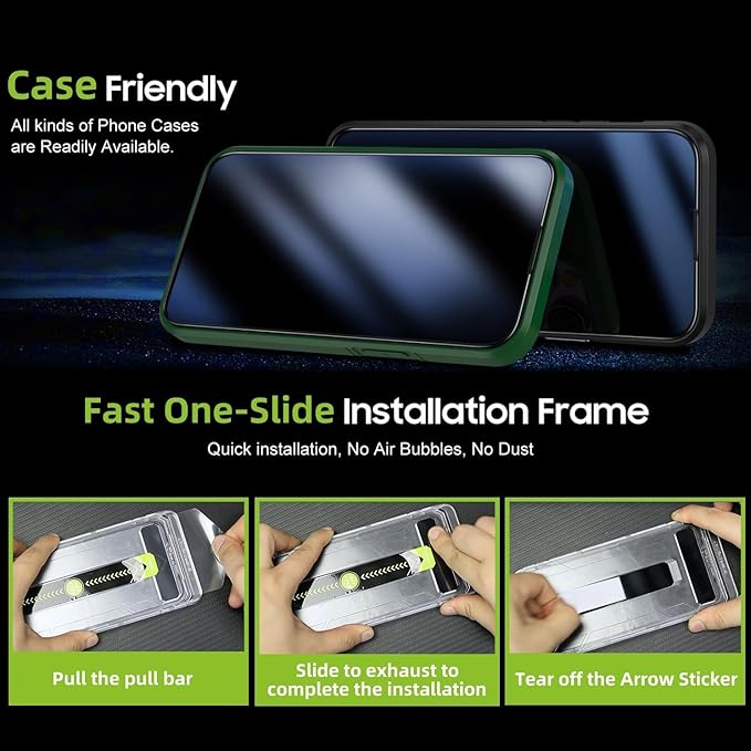 2 Pack Screen Protector for iPhone 16/iPhone 15, 9H Tempered Glass, High Definition Clear, Full Coverage, Anti-Fingerprint, Auto Dust-Elimination, No Bubble, Easy Installation