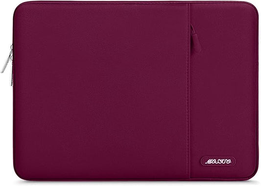 MOSISO Laptop Case 14 inch, 14 inch Laptop Sleeve Compatible with HP Lenovo Dell ASUS Acer, HP Stream, Dell Latitude, Lenovo IdeaPad, Polyester Vertical Computer Sleeve Bag with Pocket, Wine Red