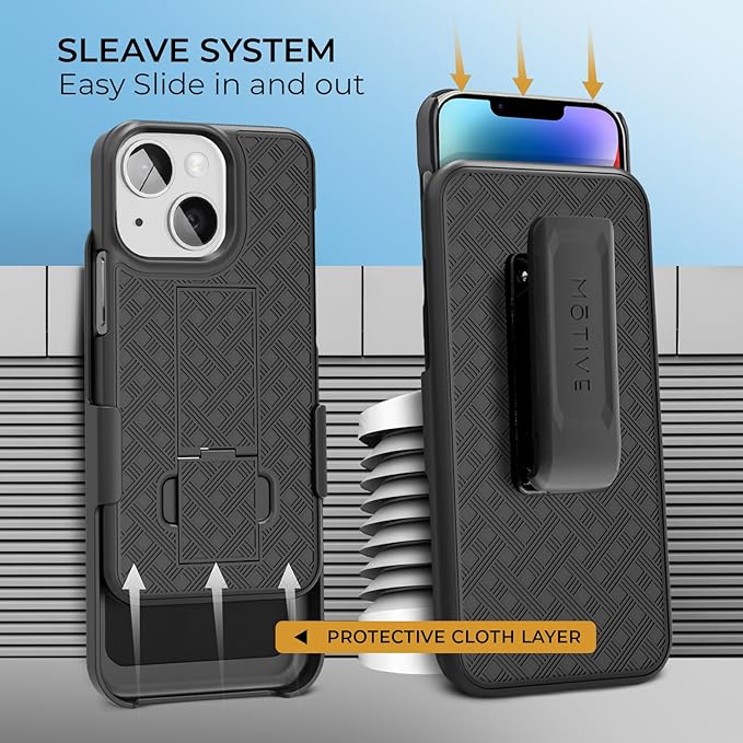 MOTIVE for iPhone 14 Plus Holster Case, Belt Clip Case for Apple iPhone, Shell Holster Combo 14 Plus, Slim Rugged Drop Shockproof Protective Cover with Kickstand (6.7" Plus) | Ranger Series