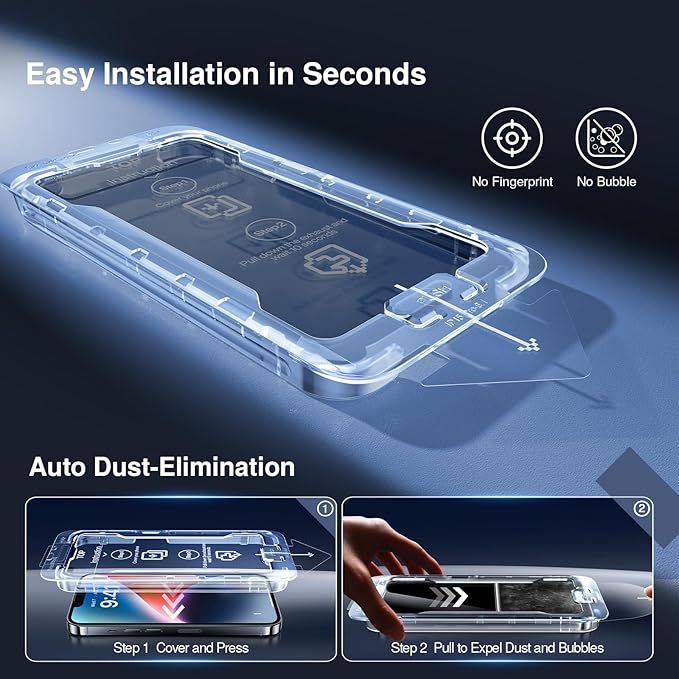 SMARTDEVIL 2PACK Privacy Screen Protector for iPhone 13 Pro/13/14 /iPhone 16e 6.1inch Shatterproof Tempered Glass [True 28°Anti Spy] [9H Hardness] [Auto Dust-Elimination Install], [Bubble Free]