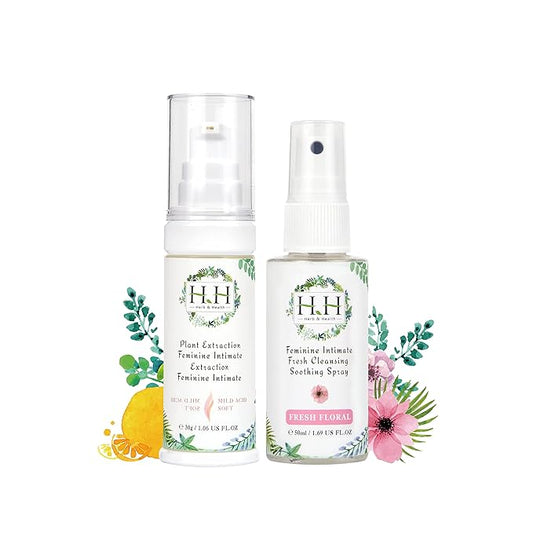 HH Intimate Brightening Serum Citrus Scent & Feminine Hygiene Spray Fresh Flora Scent, Natural Plant-Based, pH3.6, Moisturizing, Odor Control, Itch Relief, Tightening for Sensitive Skin