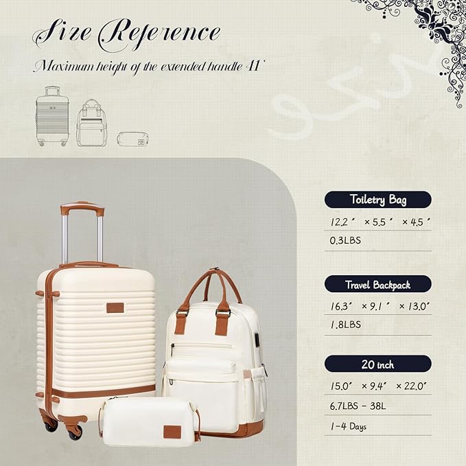 Coolife Suitcase Set 3 Piece Luggage Set Carry On Travel Luggage TSA Lock Spinner Wheels Hardshell Lightweight Luggage Set(Black, 3 piece set (BP/TB/20))