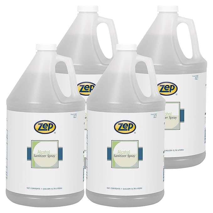 Zep Alcohol Hand Sanitizer Spray Refill - 1 Gallon (Case of 4) 90024-70% Ethanol-Based, Non-Foaming for Dispensers, Manufactured in the USA