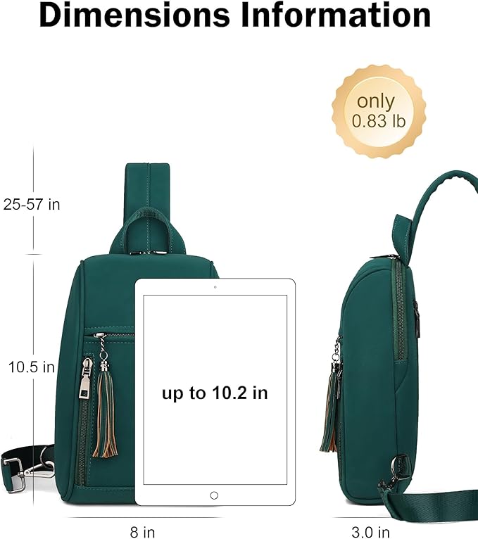 FADEON Sling Bag for Women, Crossbody Purse with Tassels, Designer Leather Shoulder Chest Bags for Travel