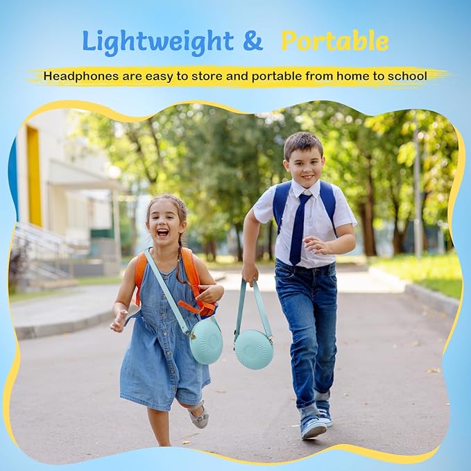 Kids Wired Headphones with Microphone, Volume Limited to 85/94dB Earphone for Boys & Girls, Foldable 3.5mm Jack Headset for School & Travel, Includes Portable Case