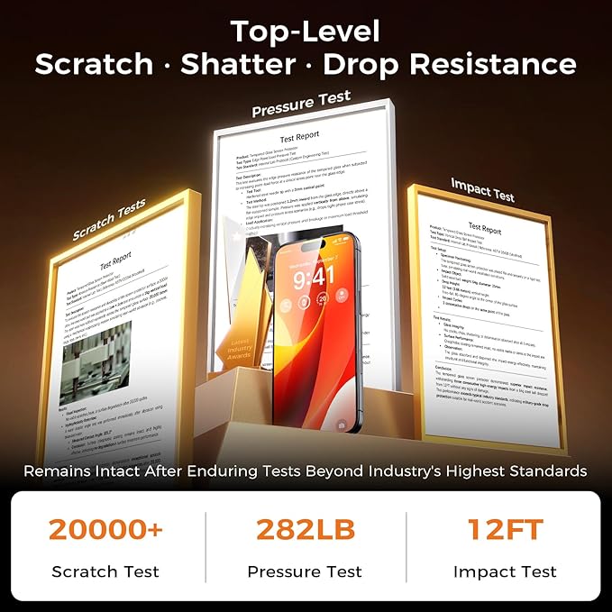 NeverBreak 9H+ Hardness for iPhone 15 Plus Screen Protector 12FT Military Grade Protection (Scratch, Shatter, Drop Resistance) 15Plus Tempered Glass Full Edge Coverage Case Friendly 6.7" 2 Pack