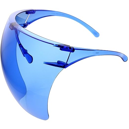 zeroUV - Protective Face Shield Full Cover Visor Glasses/Sunglasses (Anti-Fog/Blue Light Filter) (Blue)