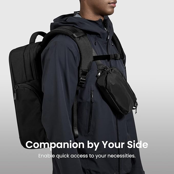 tomtoc 1.5L Sling Bag with RFID Blocking, Crossbody Bag Minimalist Chest Shoulder Pack for Men and Women, Water-resistant Lightweight Casual Waist Fanny Pack for Travel, Daily Use