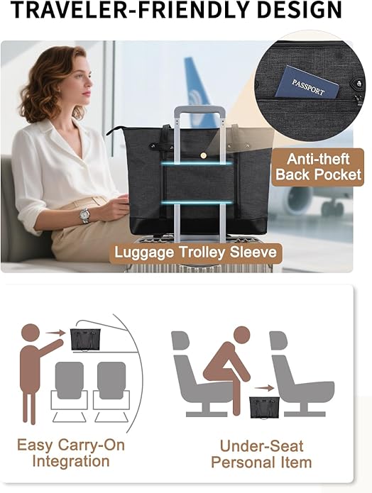 RAVUO Laptop Tote Bag for Women, Water Resistant 15.6 Inch Computer Handbag Purse Teacher Bag With Portable Small Pouch