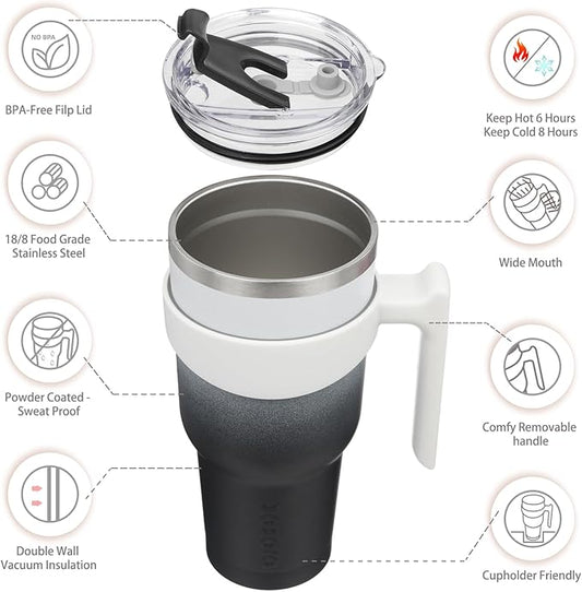 BJPKPK Tumbler With Handle And Straw 40 oz Insulated Tumblers With Lid Stainless Steel Travel Coffee Cups,Day Night