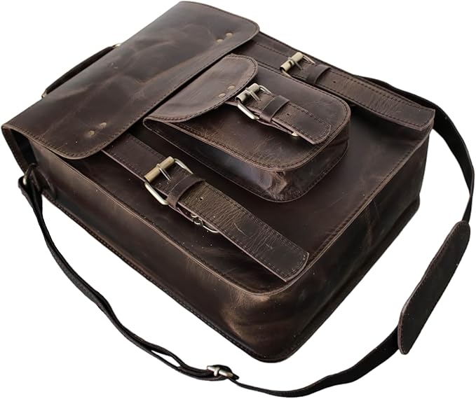 jaald Genuine Leather Messenger Bag Vintage Laptop Crossbody Bag Satchel Man Purse Shoulder Bag for man woman office bag