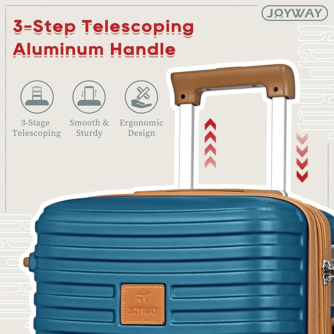 Joyway 28 Inch Luggage with Spinner Wheels, Lightweight Hard Shell Large suitcase, 3 Piece Luggage Sets with TSA Lock, Blue