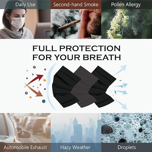 CSD Colo 30 Pcs Black Disposable Face Masks, 3 Ply Adult Mask with Elastic Ear Loop, Nose Bridge Clip, Breathable Comfortable Mask Great for Indoor, Outdoors Use (Cool Black)