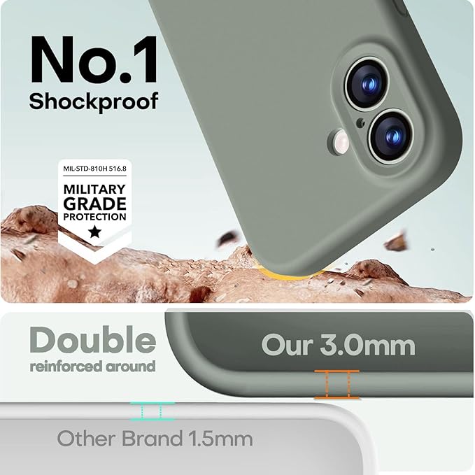 LOVE 3000 Designed for iPhone 17 Case, Premium Silicone [Compatible with Magsafe][Soft Anti-Scratch Microfiber Lining] Shockproof Protective Phone Case for Men Women 6.3", Calke Green