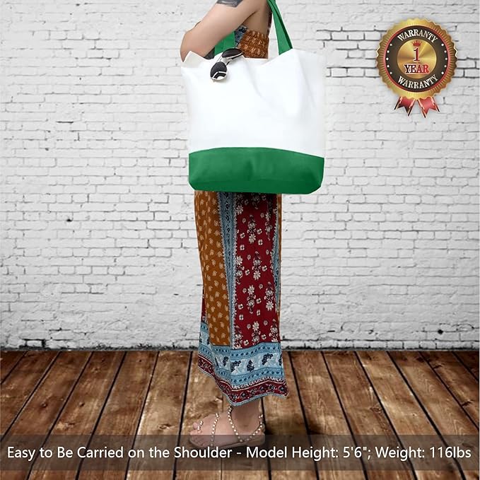 TOPDesign 3-Pack Super Strong Large 12oz Cotton Canvas Tote Bags, Reusable Grocery Shopping Cloth Bags, Fashionable Two-Tone Totes for Crafts, DIY Your Creative Designs