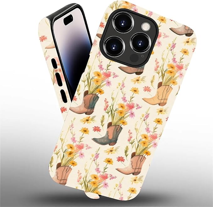 Case for iPhone 14 Pro,Western Cowgirl for Woman Men Full Body Protective Cover Shockproof 2 in 1 Silicone + Hard PC Case for iPhone 14 Pro