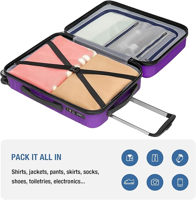 KYME Carry On Luggage 22x14x9 Airline Approved with TSA Lock Hard Shell Carry On Suitcase Lightweight Suitcases with Wheels Small Luggage for Men Women,Carry-On 20 Inch,Purple