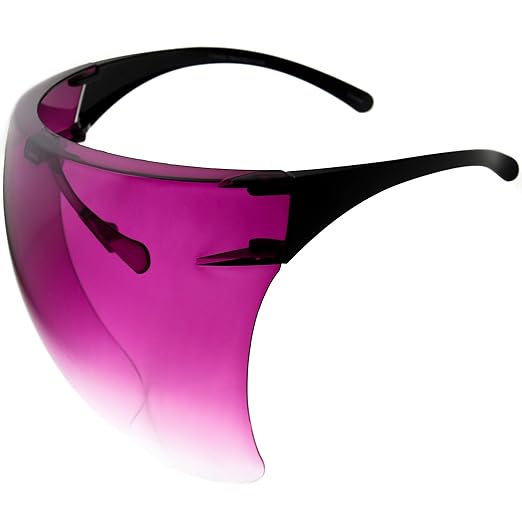 zeroUV - Protective Face Shield Full Cover Visor Glasses/Sunglasses (Anti-Fog/Blue Light Filter) (Magenta/Fade)