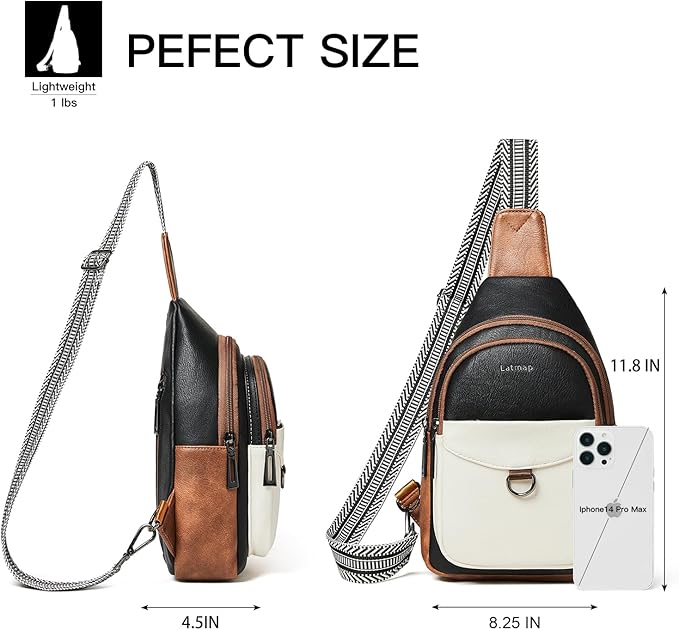 7L Sling Bag for Women Men Crossbody Belt Bag Small Travel Sling Backpack Anti Theft Chest Daypack Purse Faux Leather