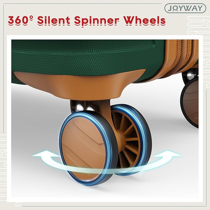 Joyway Expandable 24 Inch Luggage with Spinner Wheels, Lightweight Hard Shell Medium Checked Suitcase, 3 Piece Luggage Sets with TSA Lock, Green