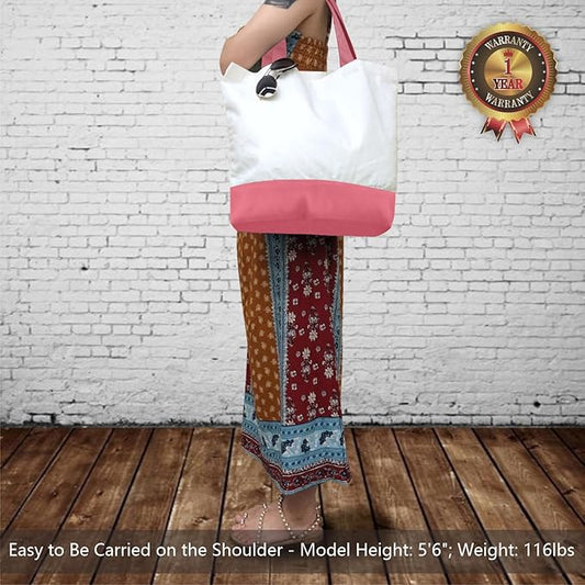 TOPDesign 1-Pack Super Strong Large 12oz Cotton Canvas Tote Bag, Reusable Grocery Shopping Cloth Bag, Fashionable Two-Tone Tote for Crafts, DIY Your Creative Designs