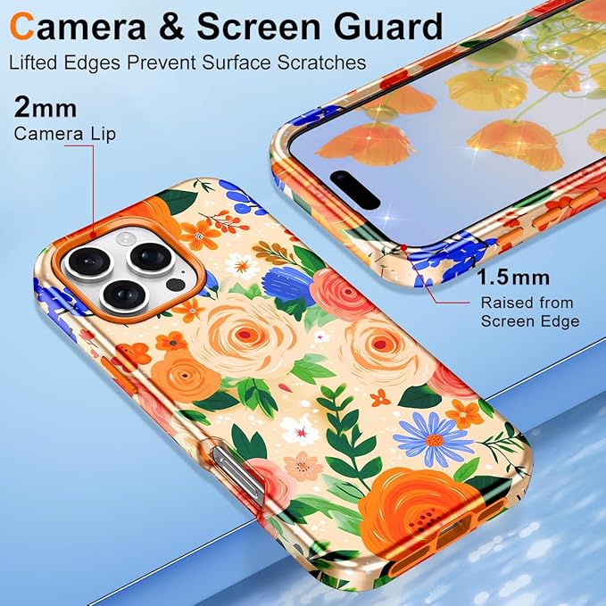 Btscase for iPhone 16 Pro Max Case [Compatible with Magsafe] [Military-Grade Drop Protection] Slim Anti-Scratch Smooth Touch TPU Bumper Shockproof Magnetic Phone Case for Women Girls Men, Orange