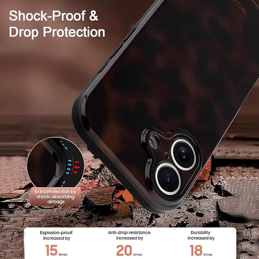 Case for iPhone 17, Stylish Leopard Tortoise Amber Design Slim & Shockproof Translucent Matte Brown Cover with Deep Tortoise Print