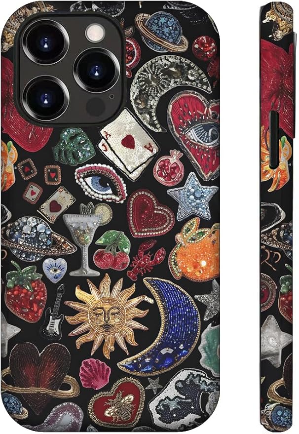 Generic Case Compatible with iPhone 14 Pro,Moon and Stars Vintage Phone Case for Girl Women,Durable Protection Case