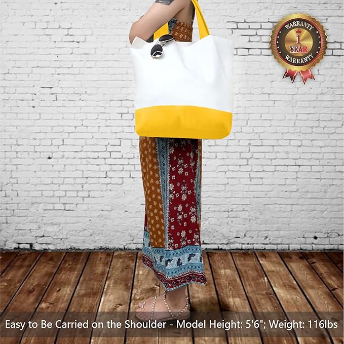 TOPDesign 3-Pack Super Strong Large 12oz Cotton Canvas Tote Bags, Reusable Grocery Shopping Cloth Bags, Fashionable Two-Tone Totes for Crafts, DIY Your Creative Designs