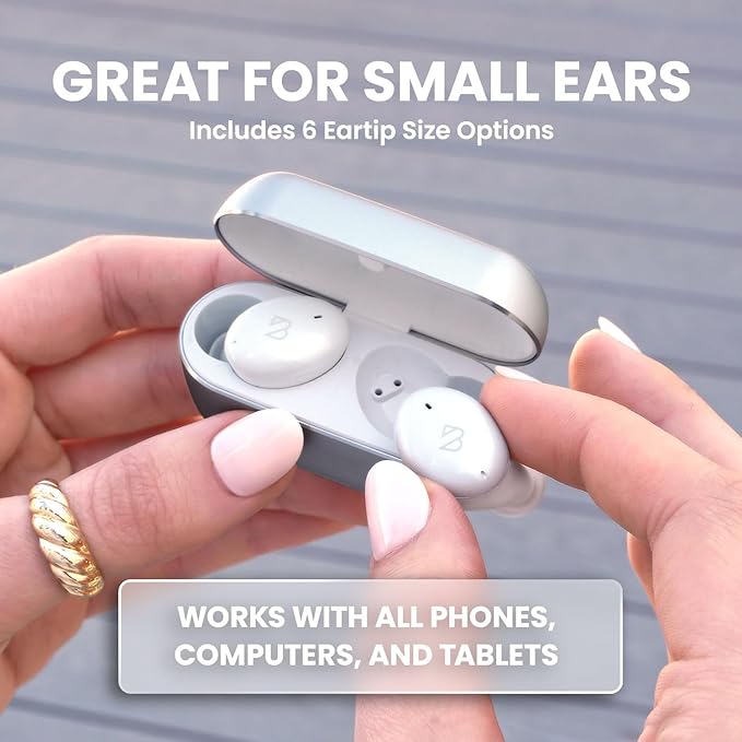 Back Bay Audio Tempo 30 Wireless Earbuds for Small Ears - Award-Winning Sound, Sweatproof Bluetooth Earbuds, Comfortable Ear Buds for Women, White Earphones Small Ear Canals, Long Battery Headphones