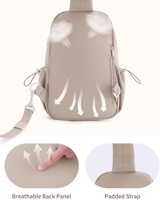 Wandering Nature Sling Bag for Women Lightweight Quilted Crossbody Bag Fits for 11" Tablet with Breathable Back Panel Anti Theft Pocket Padded Strap USB Charge Port, Ideal for Travel, Daily Use