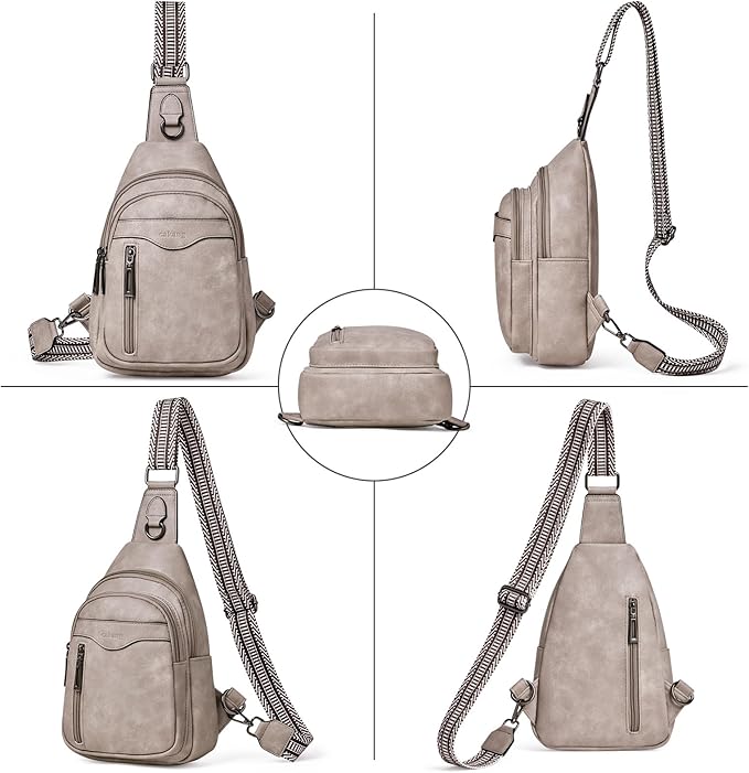 Womens Sling Bag Crossbody Bags for Women Vegan Leather Sling Backpack Daypack Fanny Pack Crossbody Purse Travel