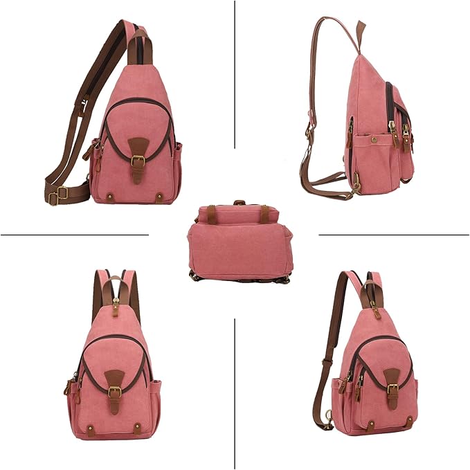 KouLi Buir Canvas Sling bag,Small Crossbody Backpack,Convertible Chest Bag Casual Daypack For Outdoor Cycling Hiking Travel