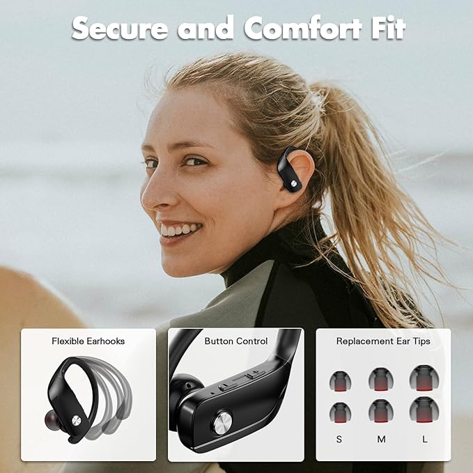 Wireless Earbuds Bluetooth Headphones 48Hrs Play Back Sports Earphones with LED Display Built in Mic Deep Bass Stereo in Ear Waterproof Headset for Workout Gaming Running