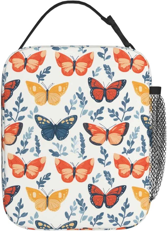 Butterfly Lunch Box for Women Kids Girls Men Insulated Lunch Bag Lunchbox Adults Lunch Tote Bags Reusable Cooler for Work Office School Picnic Travel