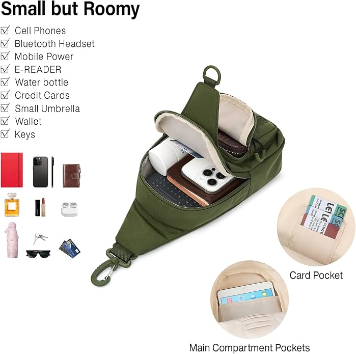 Hanke Crossbody Sling Bag for Women Men, Casual Cross Body Sling Bags, Lightweight Chest Bag for Outdoor Hiking Travel