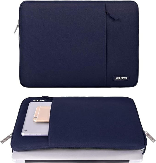 MOSISO Laptop Case 13.3 inch, 13-13.3 inch Laptop Sleeve Compatible with MacBook Air/Pro 13 / Pro 14, HP Dell ASUS Lenovo Notebook, Polyester Vertical Computer Sleeve Bag with Pocket, Navy Blue