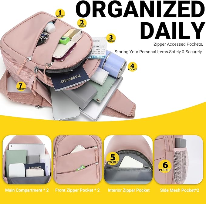 Crossbody Bags for Women, Sling Bag for Men, Small Hiking Backpack Anti Theft Lightweight for Outdoors Travel (L, Pink)