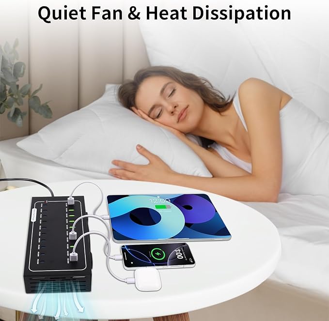 550W USB Charging Station, 20 Port (10 PD+10 QC) USB C Charger Block, Fast Charging Station for Multiple Devices with Smart Power Delivery for iPhone, iPad, Tablet and More