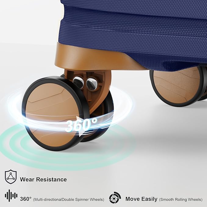 Joyway Carry On Luggage 20 Inch Expandable Suitcase with Spinner Wheel, 4 Piece Hard Shell Luggage Set with TSA Lock(Navy brown)