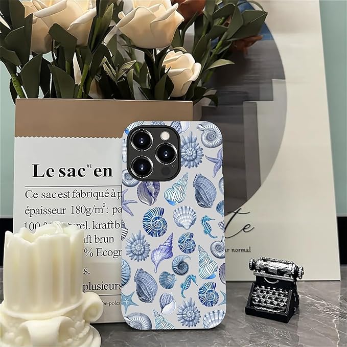 Case for iPhone 14 Pro Max,Summer Beachy Seashell for Woman Men Full Body Protective Cover Shockproof 2 in 1 Silicone + Hard PC Case for iPhone 14 Pro Max