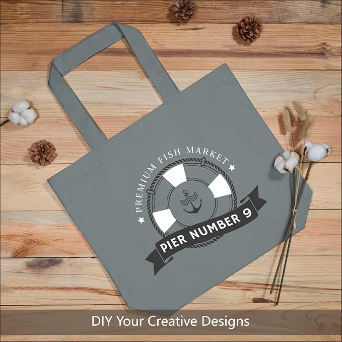 TOPDesign 3-Pack Super Strong Large 12oz Cotton Canvas Tote Bags, Reusable Grocery Shopping Cloth Bags, Fashionable Two-Tone Totes for Crafts, DIY Your Creative Designs