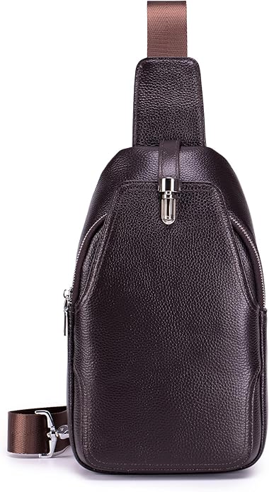 KPYWZER Vintage Leather Sling Bag Backpack for Men Crossbody Shoulder Chest DayPack Backpacks