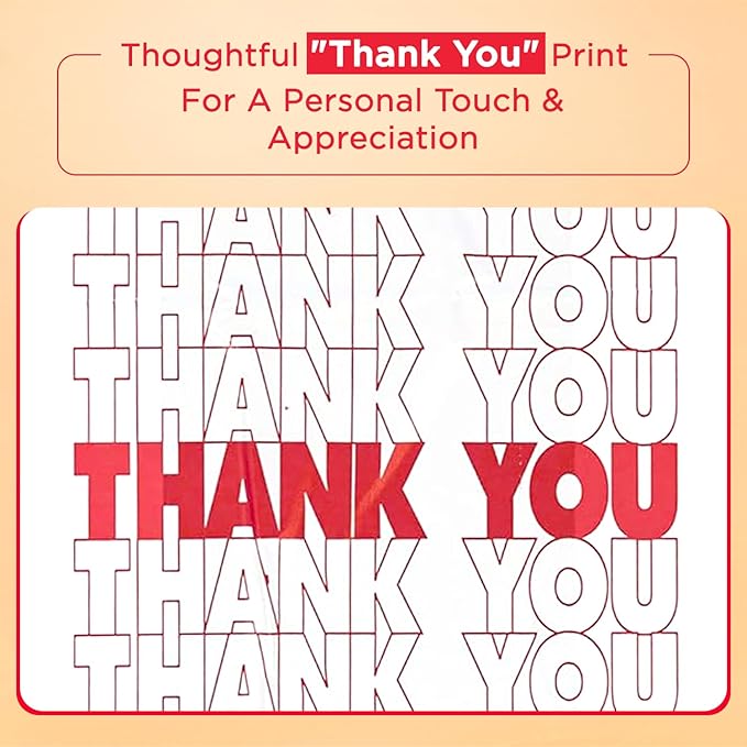 Infinite Pack Plastic Bags Thank You (1000 Count) | White Grocery Bags with Handles | T-shirt bags for small business