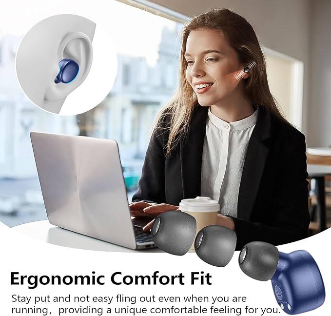 kurdene Wireless Earbuds Bluetooth 5.3 in Ear Buds Light Weight Headphones,Deep Bass Sound,Built in Mics Headset,Clear Calls Earphones for Sports Workout Blue