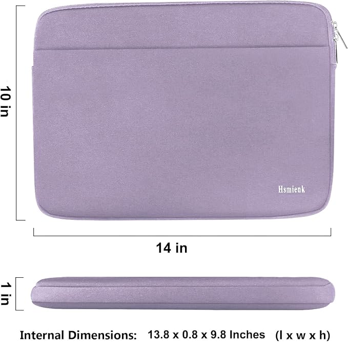 Laptop Sleeve 14 inch, Durable Shockproof Protective Notebook Cover Bag with Accessory Pocket, Carrying Laptop Sleeve Compatible for MacBook HP Lenovo Dell Asus Acer, Lilac Colour