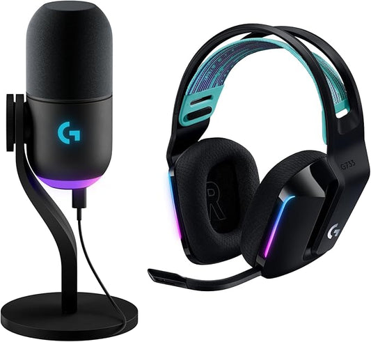 Logitech G733 Lightspeed Wireless Gaming Headset +Yeti GX Dynamic RGB Gaming Microphone with LIGHTSYNC, USB - Black