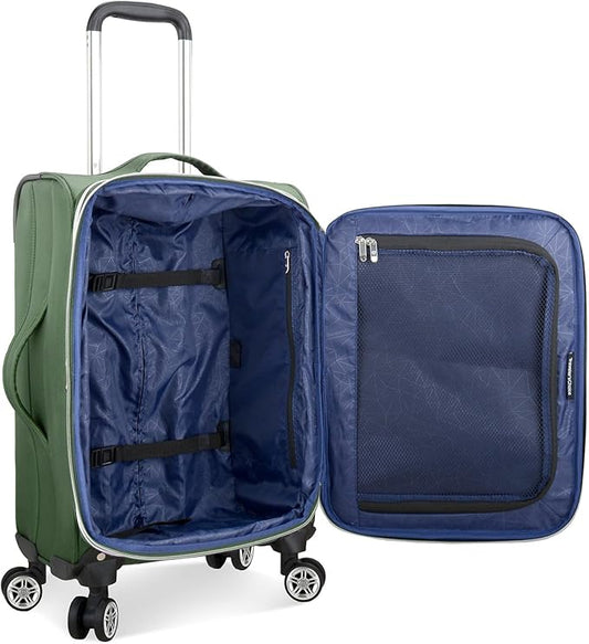Traveler's Choice Lares Softside Expandable Luggage with Spinner Wheels, Green, TC08118E22 Carry-On 22-Inch