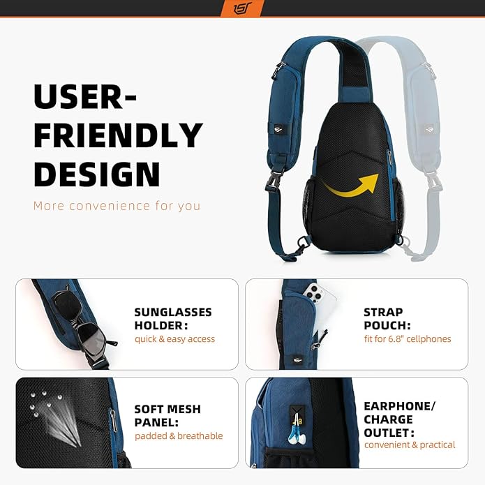 SKYSPER Sling Bag RFID Crossbody Sling Backpack Cross Body Shoulder Bag Travel Hiking Daypack for Women Men