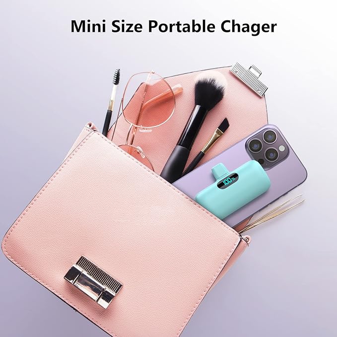 [2-Pack] Mini Portable Charger 5000mAh Power Bank,3A PD USB C Cell Phone Portable Power, LCD Display Battery Pack Compatible with iPhone 16/15/15 plus/15 pro/15 pro Max/Android/Samsung/Moto/LG etc